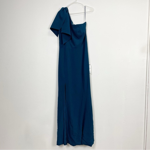 NEW Dress the Population Georgina One Shoulder Crepe Gown XXL Peacock Gown NWOT - Picture 2 of 14